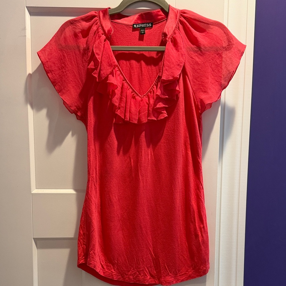 Express Women's Pink Ruffle Top